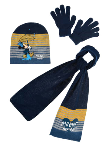 Disney Minnie Mouse 3tlg. Set: Mütze, Schal & Handschuhe Winter in Dunkel-Blau