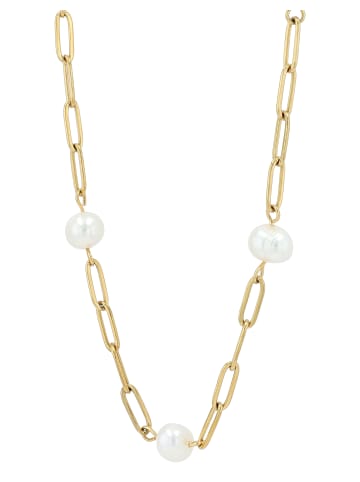 Adeliás Damen Halskette aus Edelstahl mit Süßwasserperle 40+5 in gold