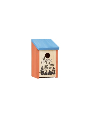 relaxdays Nistkasten in Orange/ Blau - (B)12x (H)22 x (T)15 cm