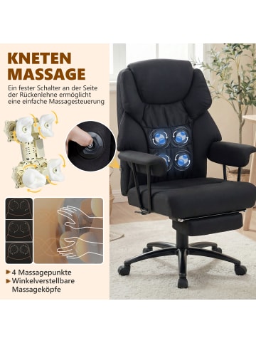 HOMCOM Massage-Bürostuhl-72 x 77 x 122,5 cm-Schwarz