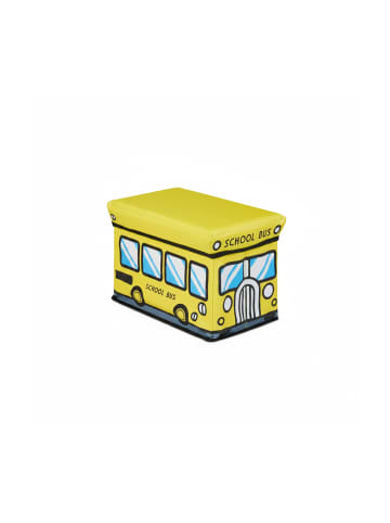 relaxdays Spielzeugkiste Schulbus in Gelb - (B)40 x (H)27 x (T)25 cm