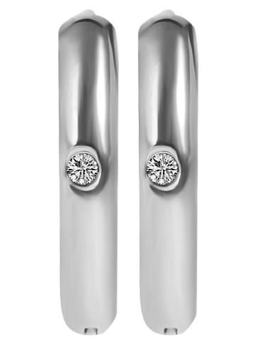 Adeliás Damen Ohrringe – Klappcreole aus Edelstahl mit Strass Steinchen in silber