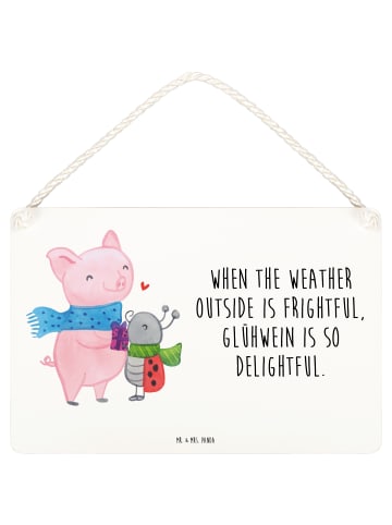 Mr. & Mrs. Panda Schild Glühschwein Smörle mit Spruch in Weiß