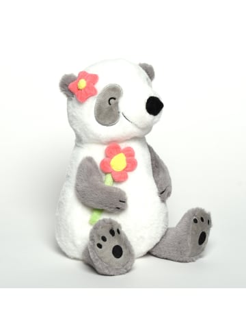 Mr. & Mrs. Panda Kuscheltier Panda mit Blume mit Spruch in Grau Pastell