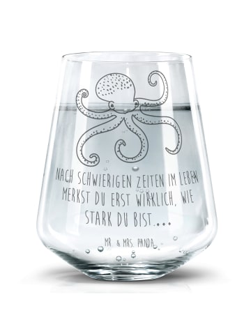 Mr. & Mrs. Panda Trinkglas Tintenfisch mit Spruch in Transparent