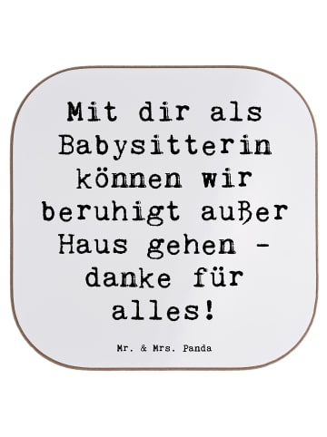 Mr. & Mrs. Panda gläseruntersetzer Spruch Babysitter Dank mit Sp... in Weiß