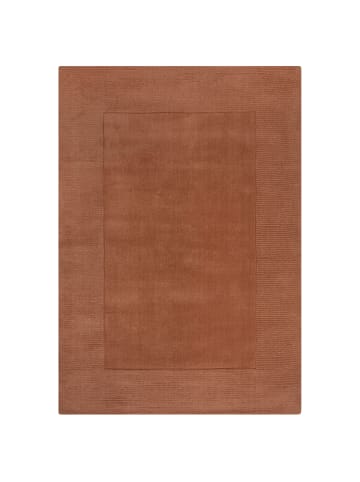 KADIMA DESIGN Wollteppich Uni-Design mit Bordüre, rutschfest, 100% Wolle Teppich in Orange