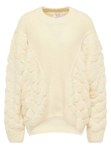 IZIA Oversize-Grobstrickpullover in Wollweiss
