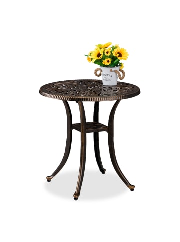 relaxdays Gartentisch in Schwarz/ Bronze - (H)53 x Ø 53 cm