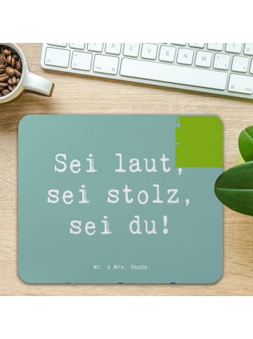 Mr. & Mrs. Panda Mauspad Spruch Sei du Mutig mit Spruch in Meeresbrise