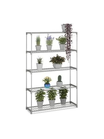 relaxdays Blumenregal in Grau - (B)91 x (H)140 x (T)28 cm
