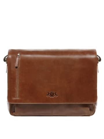 SID & VAIN Leder-Umhängetasche echt Leder Aktentasche 15 Zoll Laptop-Hülle braun in braun