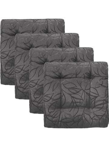 Erwin Müller Jacquard, Baumwollmischung Outdoor-Stuhlkissen 4er-Pack Terrassa in anthrazit