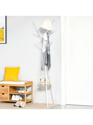 HOMCOM Garderobenständer-L45 x B45 x H180 cm-Weiß