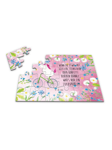 Mr. & Mrs. Panda Puzzle Einhorn Radfahrer mit Spruch in Rot Pastell