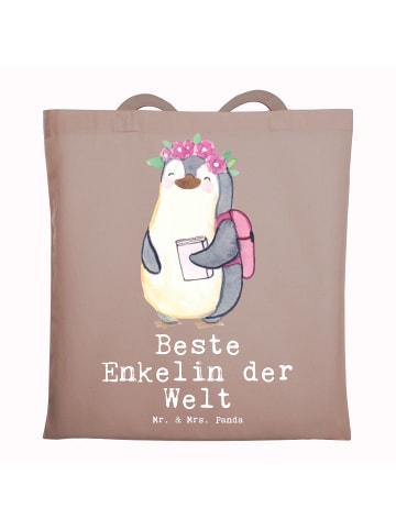 Mr. & Mrs. Panda Tragetasche Pinguin Beste Enkelin der Welt mit ... in Braun Pastell
