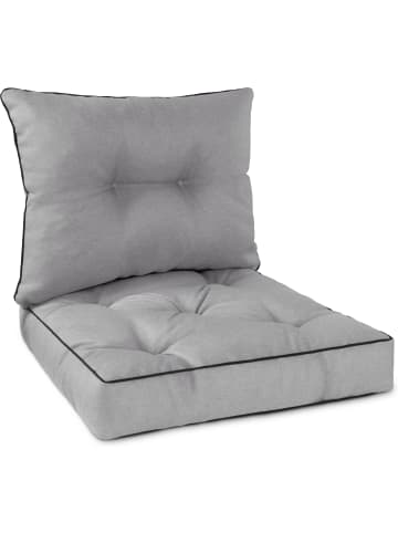 Aspero Set Stuhl- und Rückenkissen 50x50 cm & 50x40 cm in Hellgrau