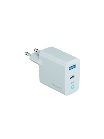 FOREVER Forever Vibe-TC45AC GaN PD QC Ladegerät 1x USB-C 1x USB 45W silber