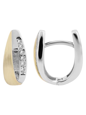 Adeliás Damen Ohrringe – Klappcreole aus 925 Silber mit Zirkonia in silber