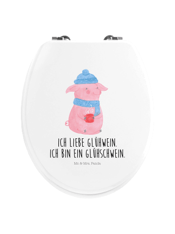 Mr. & Mrs. Panda Motiv WC Sitz Schwein Glühwein mit Spruch in Weiß