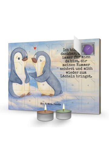 Mr. & Mrs. Panda Adventskalender Pinguine trösten Design mit Spruch in Weiß