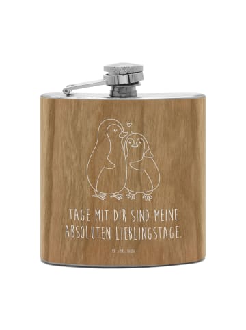 Mr. & Mrs. Panda Flachmann Pinguin umarmen mit Spruch in Braun