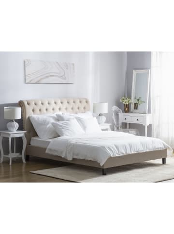 Beliani 2-tlg Doppelbett REIMS in Beige/Braun