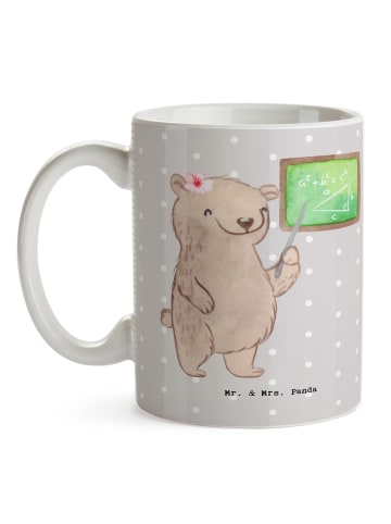 Mr. & Mrs. Panda Trinkbecher Mathematiklehrerin Herz ohne Spruch in Grau Pastell