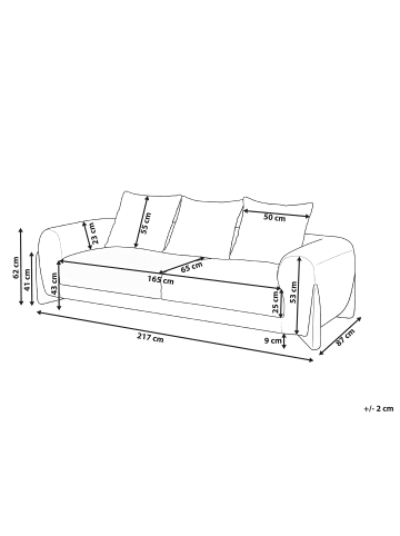 Beliani 3-Sitzer Sofa VINLIDEN in Braun - (W) 180 x (H) 62 x (L) 87 cm