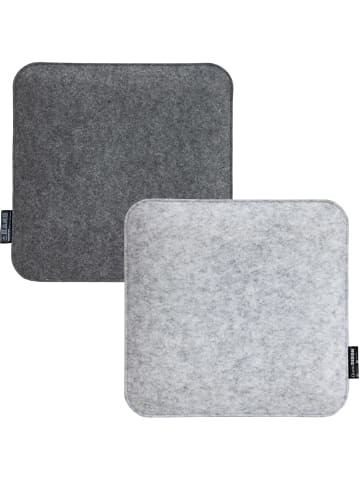 DuneDesign 2er Set Filz Stuhlkissen 35x35cm in Grau