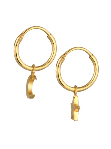 Elli Ohrringe 925 Sterling Silber Astro, Halbmond, Sterne, Stern in Gold