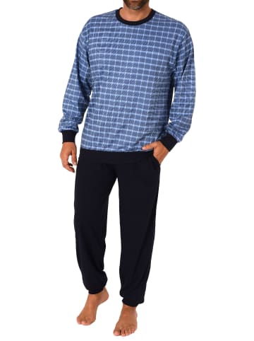 NORMANN Pyjama Schlafanzug Bündchen Karo - 68020 in marine