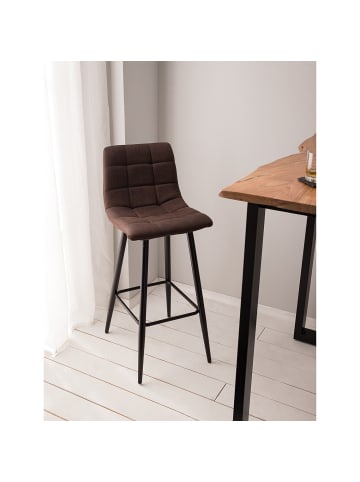 home24 home24 Barstuhl aus Textil im Industrial-Stil (2er-Set) in Braun