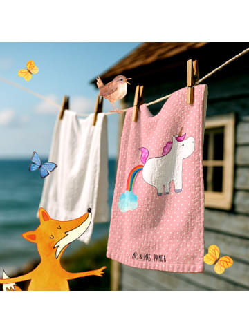 Mr. & Mrs. Panda Kinderhandtuch Einhorn Pupsen ohne Spruch in Rot Pastell
