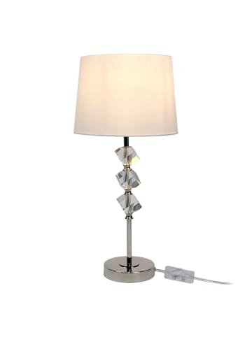 relaxdays Tischlampe in Creme/ Silber - (H)53 x Ø25 cm
