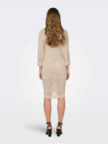 JACQUELINE de YONG Kleid Locker Leichtes Sommer Basic Midi-Strickkleid in Beige