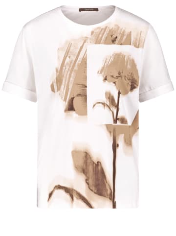 TAIFUN T-Shirt Kurzarm Rundhals in Light Creme gemustert