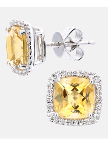 Diamant L'éternel Ohrstecker aus 375 Weißgold mit Diamant mit Citrin
