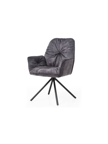SalesFever Esszimmerstuhl elegant 360° drehbar mit Armlehnen Samtvelours in Schwarz