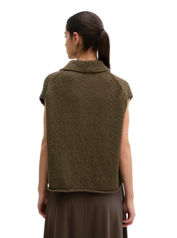 Marc O'Polo Ärmelloser Polo-Pullover loose in Burnt Coffee Melange