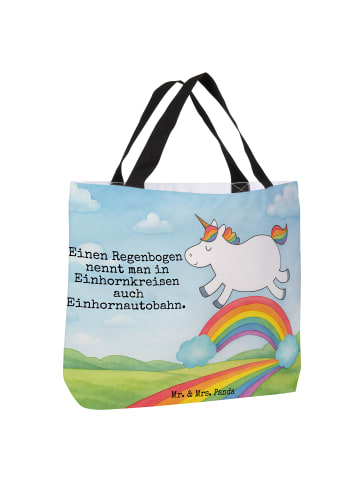 Mr. & Mrs. Panda Tote Bag Einhorn Regenbogen Design mit Spruch in Weiß