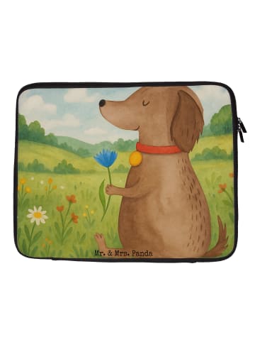 Mr. & Mrs. Panda Laptop Tasche Hund Blume Design ohne Spruch in Weiß
