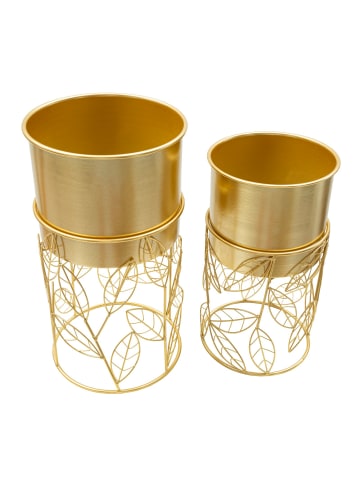 Mauro Ferretti Goldene Metall-Pflanztöpfe, 2er-Set, Ø 23x43-20x36 cm