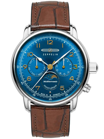 Zeppelin Herrenuhr 100 Jahre Mediterranée Mondphase Braun/Blau