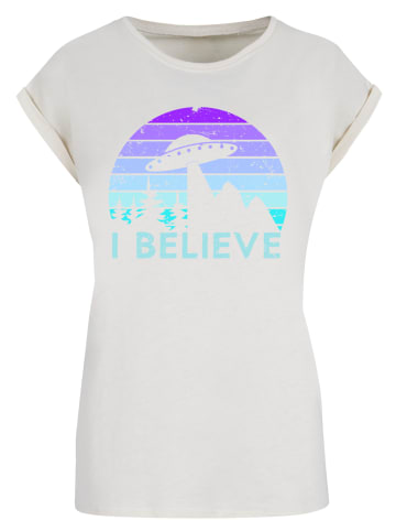 F4NT4STIC T-Shirt I BELIEVE UFO Alien Raumschiff Retro in Whitesand