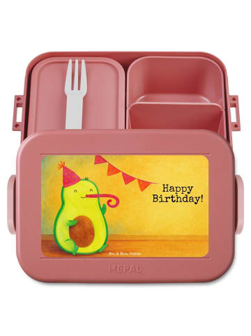 Mr. & Mrs. Panda MEPAL Bentobox Avocado Geburtstag Design mit Sp... in Rot Pastell