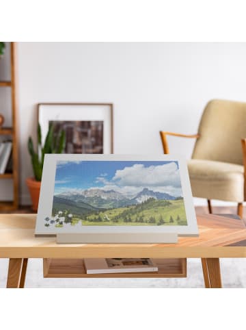 relaxdays Puzzlebrett in Natur/ Grau - (B)79 x (H)6,5 x (T)56 cm