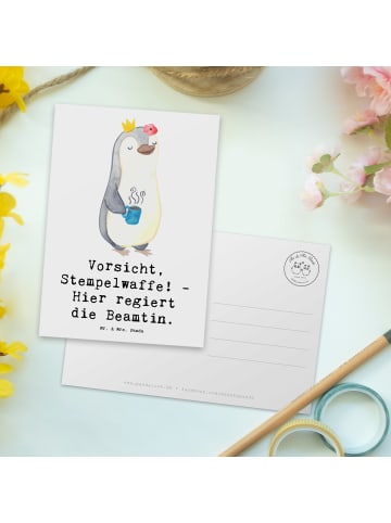 Mr. & Mrs. Panda Grußkarte Beamtin Stempelwaffe mit Spruch in Weiß