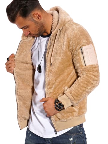 behype Sweatjacke Teddy-Zip in beige