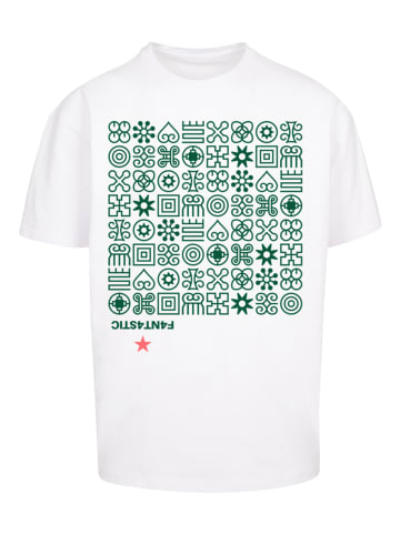 F4NT4STIC Heavy Oversize T-Shirt Muster Grün Symbole in weiß